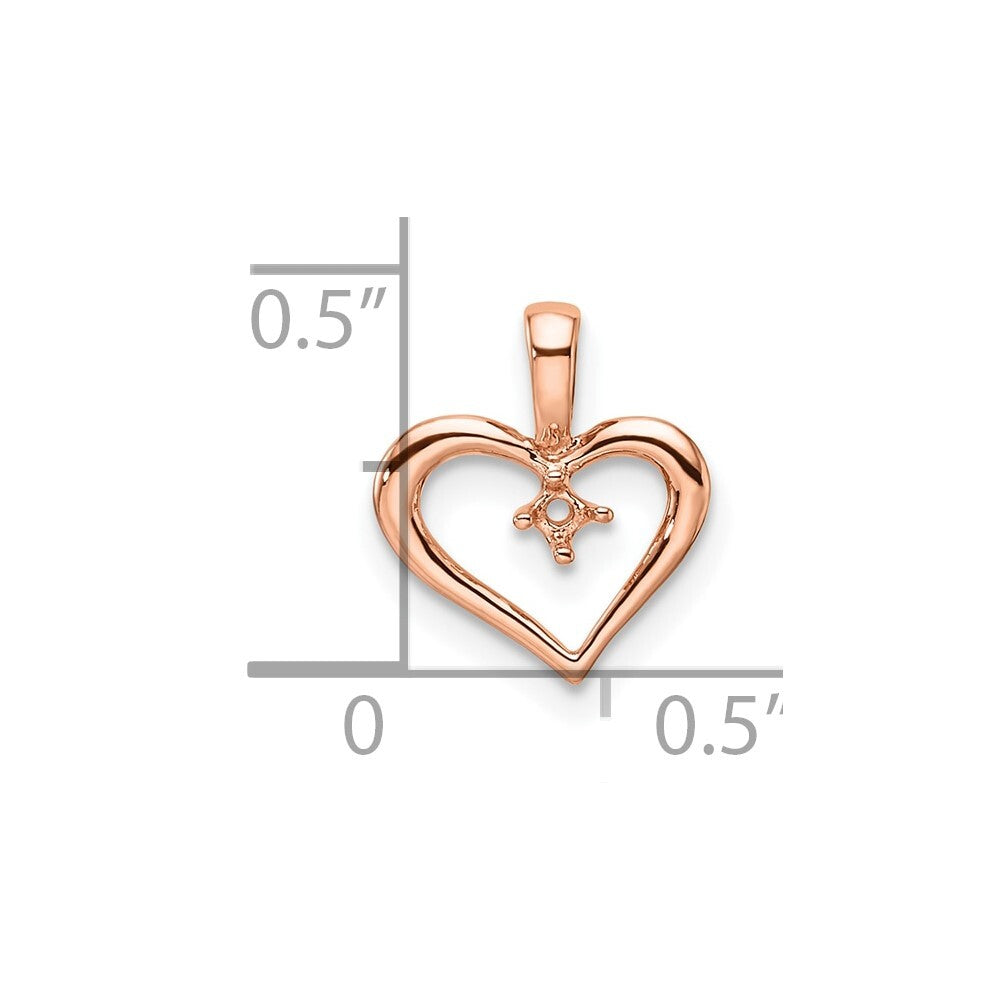 14k Rose Gold Heart Pendant Mounting for Women