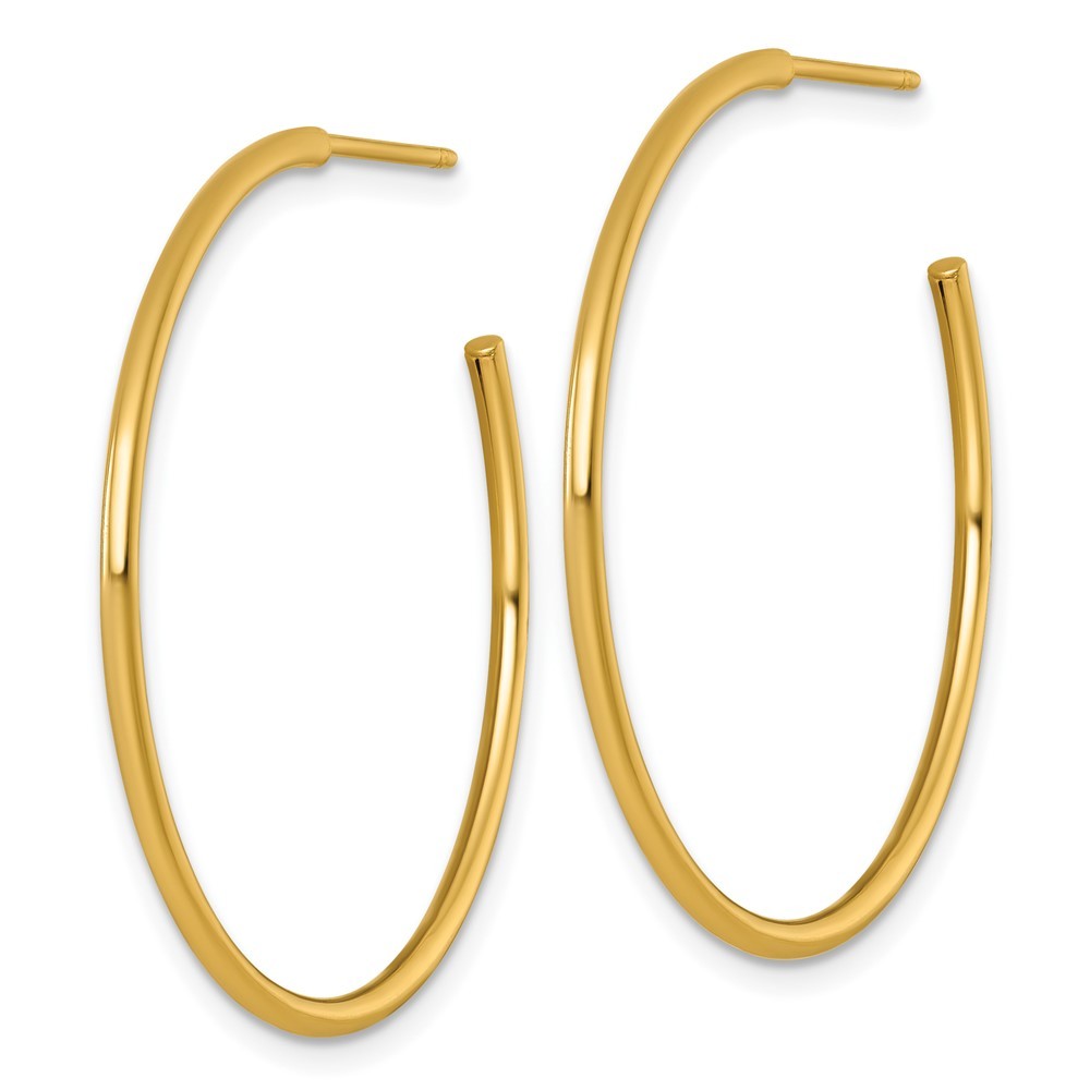 14k Yellow Gold Polished 1.5 x 35mm Solid C-Hoop Earrings