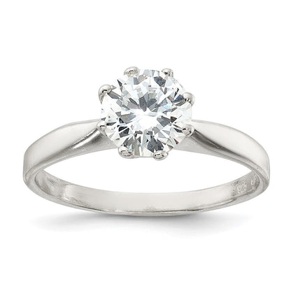 Sterling Silver Polished Cubic Zirconia Ring Size 6