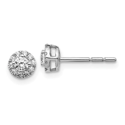 14k White Gold Diamond Cluster Stud Earrings