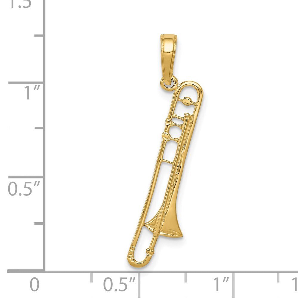 14k Yellow Gold Trombone Pendant