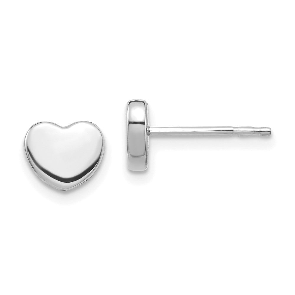 14K White Gold Polished Heart Earrings