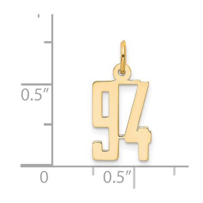 14k Yellow Gold Small Elongated Number 94 Charm Pendant for Women