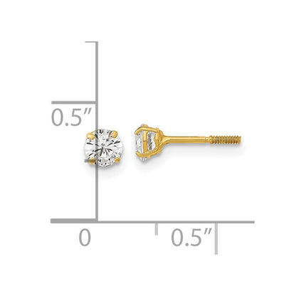 14k Yellow Gold Polished Reversible Ball and Cubic Zirconia Stud Earrings