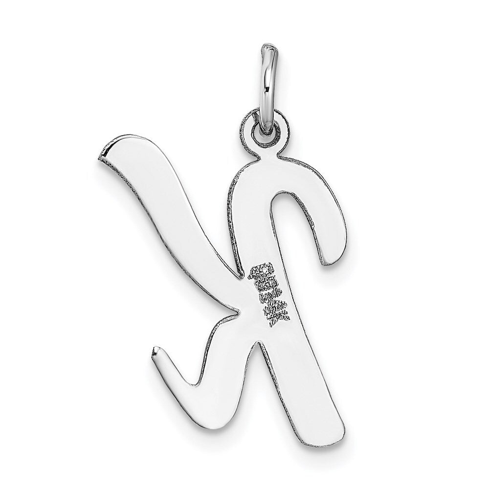 14k White Gold Large Script Letter K Initial Charm Pendant for Women