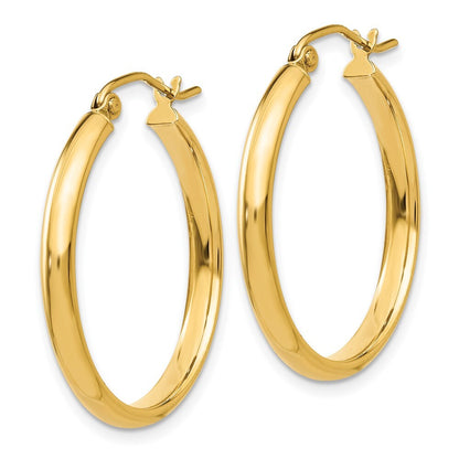 14k Yellow Gold Polished Hoop Earring Gift for Women