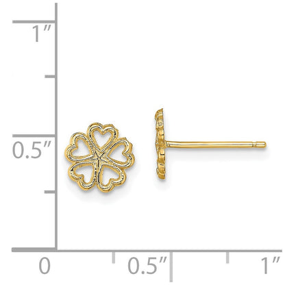 14k Yellow Gold Five Hearts Circle Stud Earrings Gift for Women