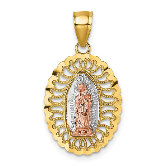 14k Two-tone Gold with White Rhodium Polished Guadalupe Pendant