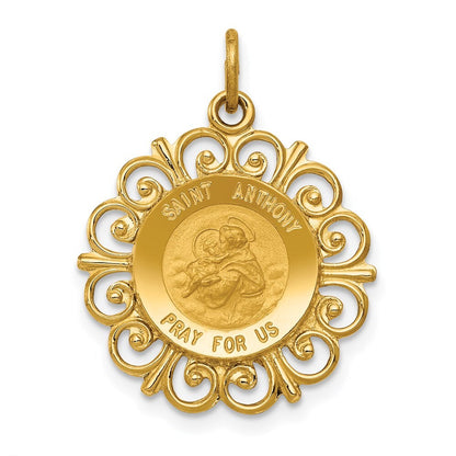 14k Yellow Gold Saint Anthony Medal Charm Pendant for Women