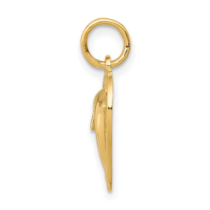 14k Yellow Gold Dolphin in Heart Charm
