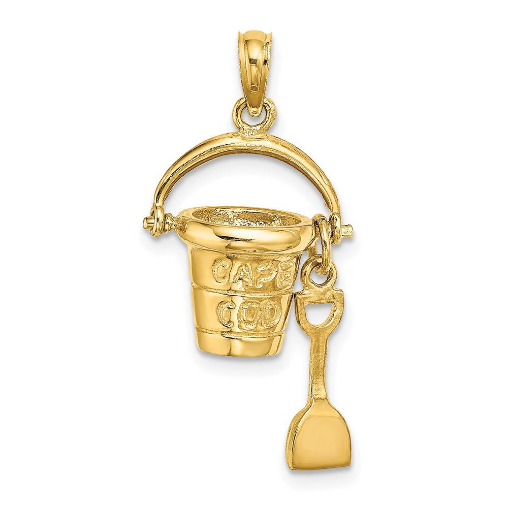 14k Yellow Gold 3D CAPE COD Bucket Shovel Charm