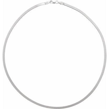 14k White Gold 2.8 mm Flexible Herringbone 16" Chain Necklace