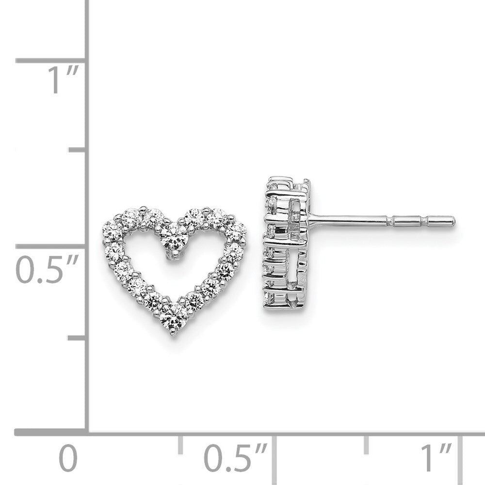 14k White Gold Diamond Heart Stud Earrings