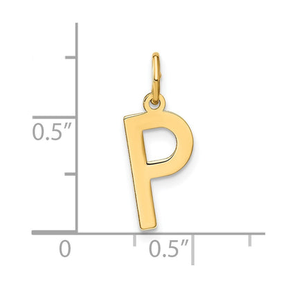 14k Yellow Gold Letter P Initial Pendant for Women