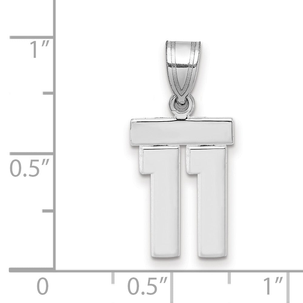 14k White Gold Small Polished Number 11 Charm Pendant for Women