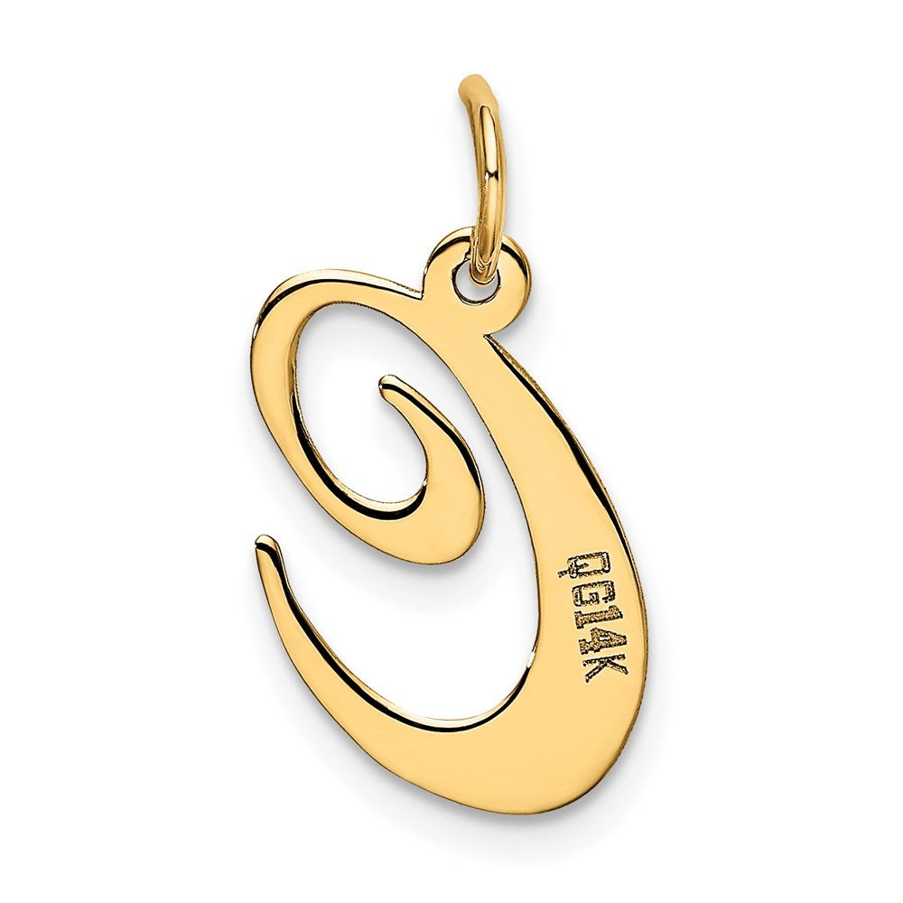 14k Yellow Gold Medium Fancy Script Letter C Initial Charm