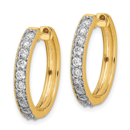 14k Yellow Gold Diamond Milgrain Hinged Hoop Earrings