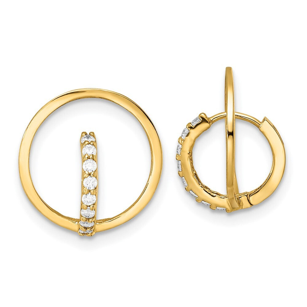 14k Yellow Gold Yellow Gold Polished Cubic Zirconia Circle Huggie Hoop Earrings