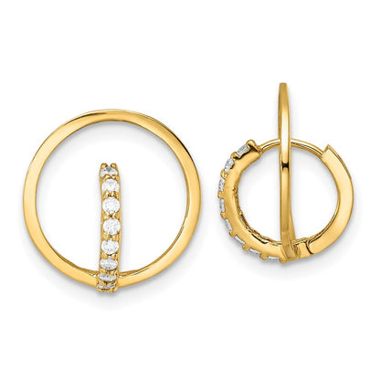 14k Yellow Gold Yellow Gold Polished Cubic Zirconia Circle Huggie Hoop Earrings