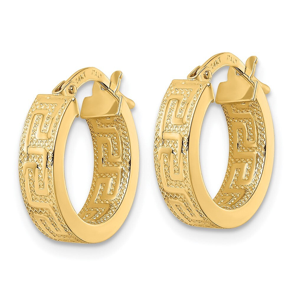 14k Yellow Gold Polished Hoop Earrings Gift for Women