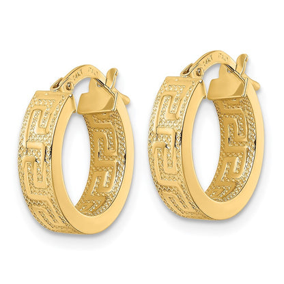 14k Yellow Gold Polished Hoop Earrings Gift for Women