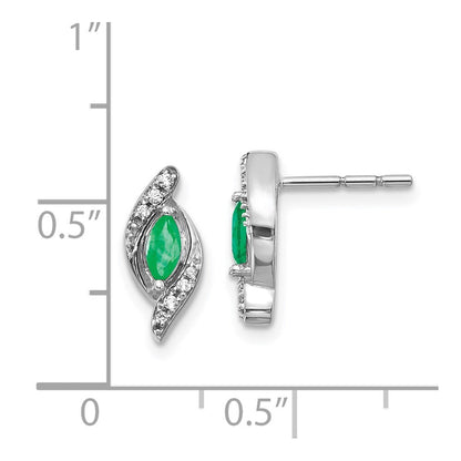 14k White Gold 1/15Ct Diamond and Emerald Drop & Dangle Earrings