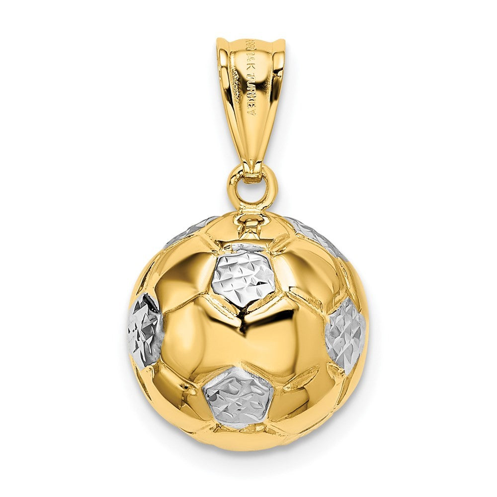 14k Yellow Gold w/Rhodium Soccer Ball Pendant
