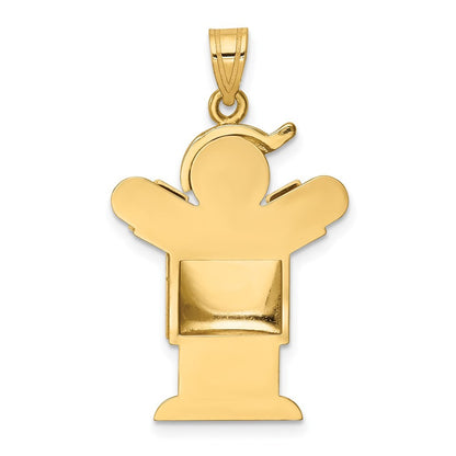 14k Yellow Gold Puffed Boy w Hat on Right Engravable Charm