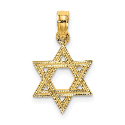 14k Yellow Gold Engraved Star Of David Charm