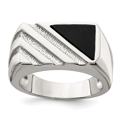 Sterling Silver Rhodium-plated Men's Onyx Ring Size 11