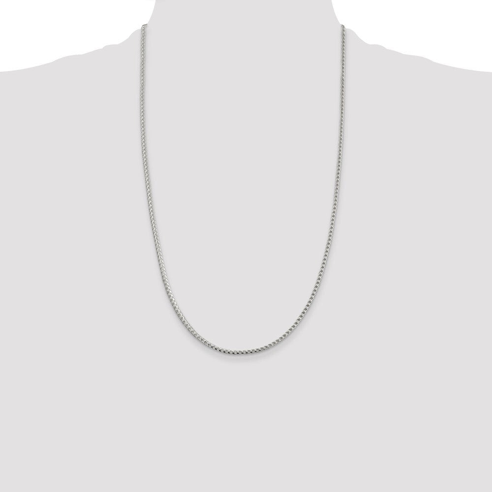 Sterling Silver 2.55mm Diamond-cut Square Franco Chain