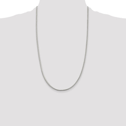 Sterling Silver 2.55mm Diamond-cut Square Franco Chain