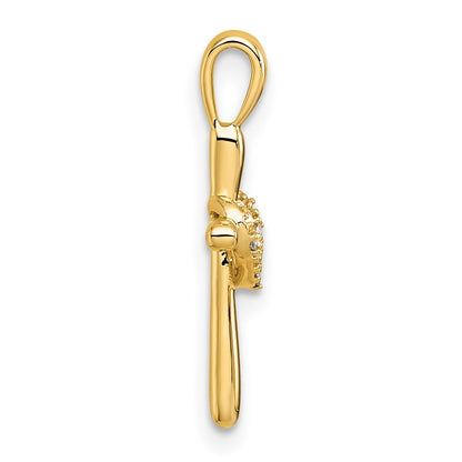 14k Yellow Gold Diamond Cross w Heart Pendant