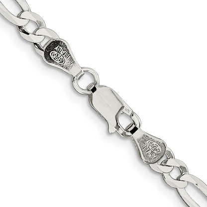 Sterling Silver 4.5mm Lightweight Flat Figaro Chain Necklace