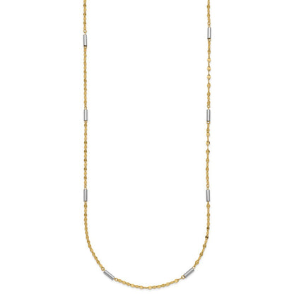 14K Two-tone Gold Diamond-cut Mini Bar Links Fancy Necklace
