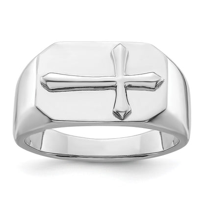 Sterling Silver Rhodium-plated Polished Cross Ring Size 6