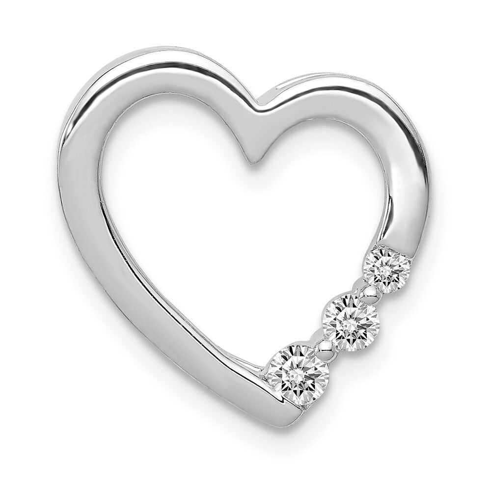 14k White Gold 1/6ct. Diamond Heart Chain Slide Pendant for Women