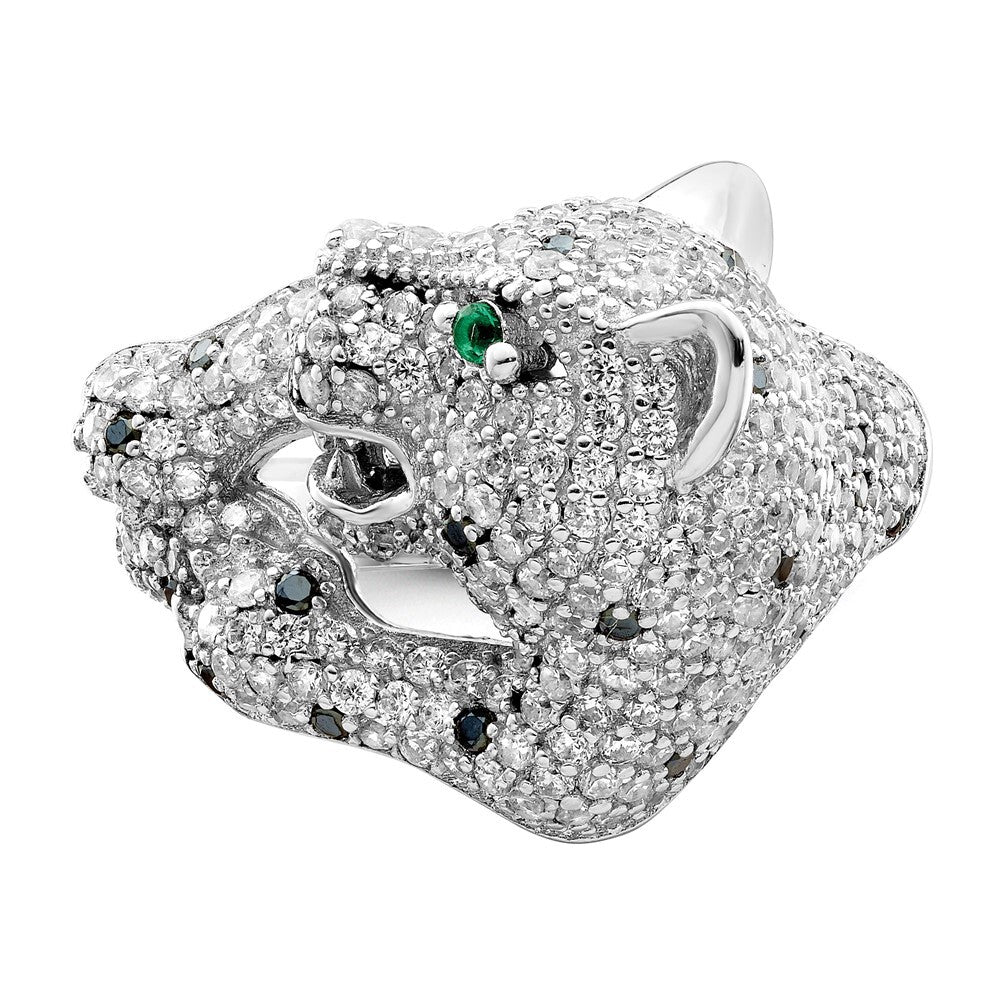 Sterling Silver Rhodium-plated Polished CZ Cheetah Ring Size 7