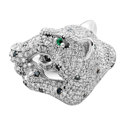 Sterling Silver Rhodium-plated Polished CZ Cheetah Ring Size 7