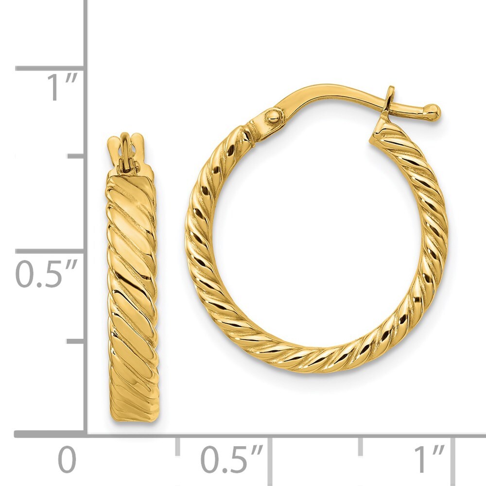 14k Yellow Gold Small 3mm Patterned Hoop Earrings Gift for Women