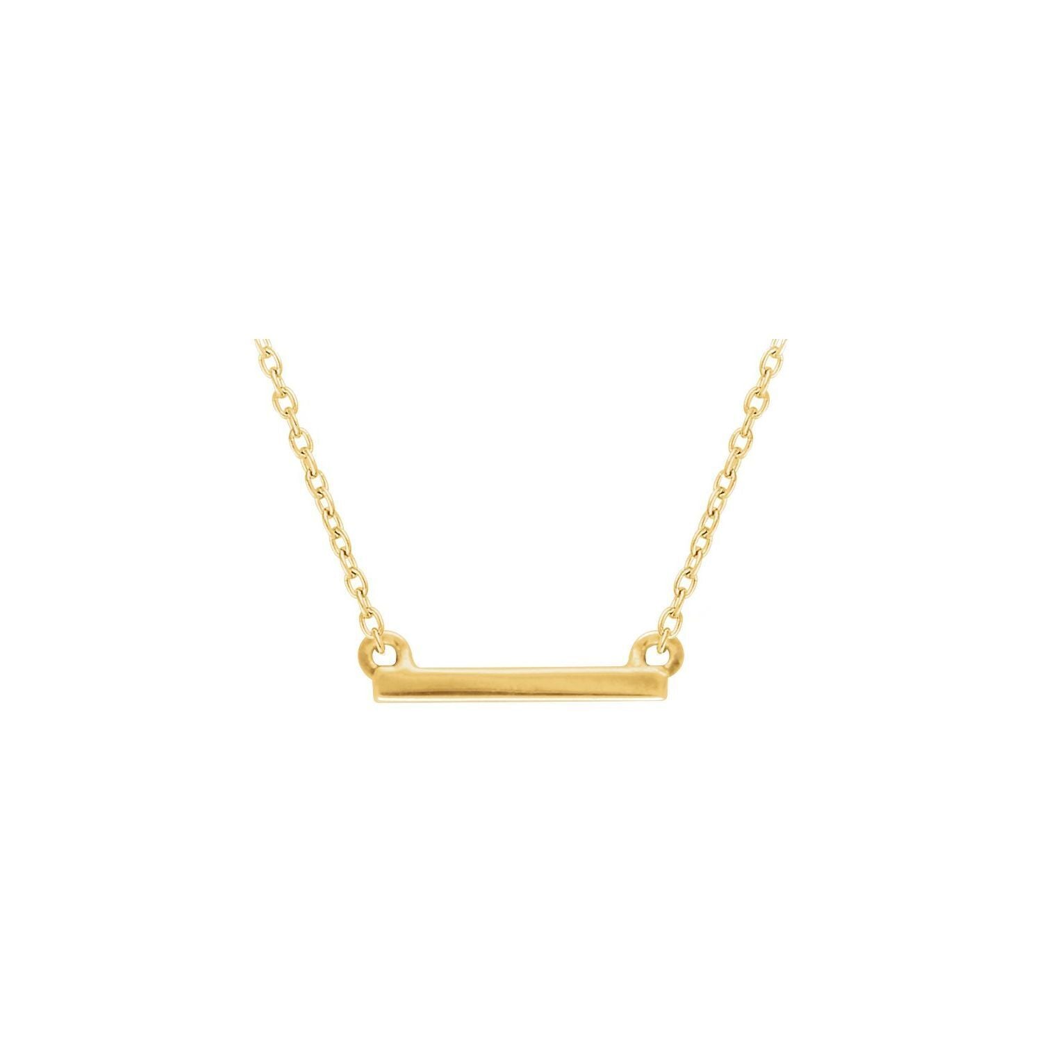 14k Yellow Gold Petite Bar Pendant Necklace 18" Fine Jewelry for Women