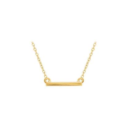 14k Yellow Gold Petite Bar Pendant Necklace 18" Fine Jewelry for Women