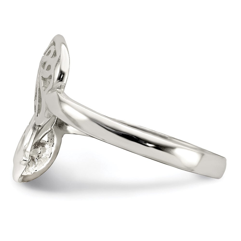 Sterling Silver Polished Filigree Ring Size 6