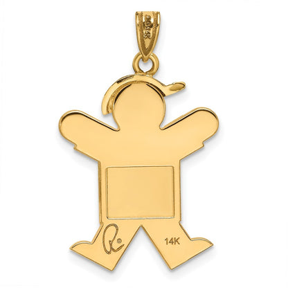 14k Yellow Gold Solid Engravable Boy with Hat on Right Charm