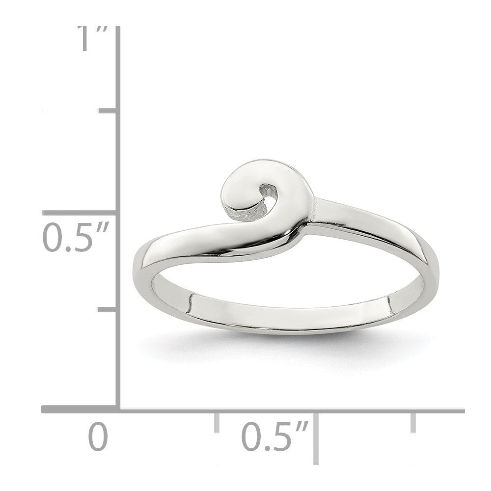 Sterling Silver Polished Swirl Ring Size 6