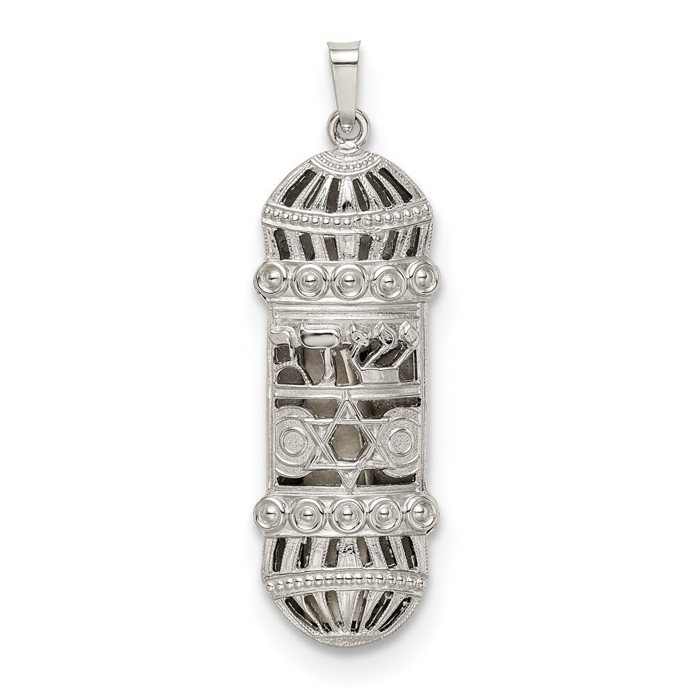 Sterling Silver Fancy Mezuzah Pendant Holiday Gift for Women