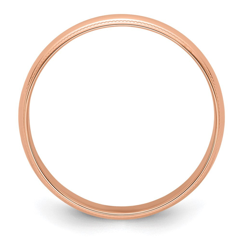 14k Rose Gold 5mm Lightweight Milgrain Half Round Wedding Band Size 12