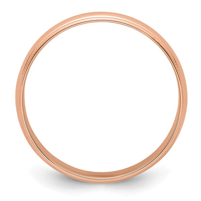 14k Rose Gold 5mm Lightweight Milgrain Half Round Wedding Band Size 12