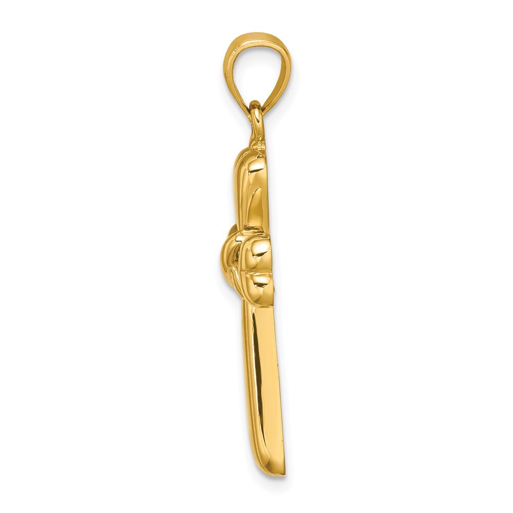 14k Yellow Gold Polished X and Heart Cross Charm