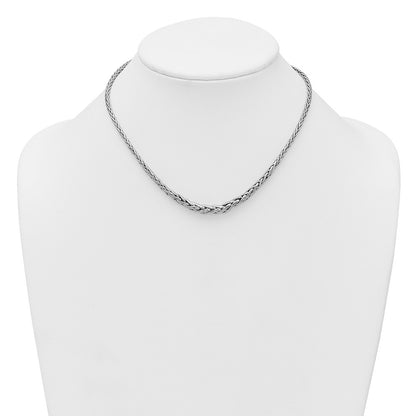 Sterling Silver Rhodium-plated Fancy Graduated Braided Link Necklace 16+2"